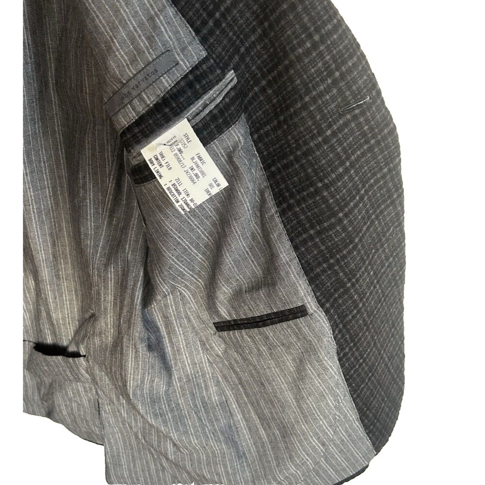 John Varvatos Austin Jacket Black/Gray Texture Plaid Wool/Angora Sz Italy 48 NWT - Picture 7 of 16